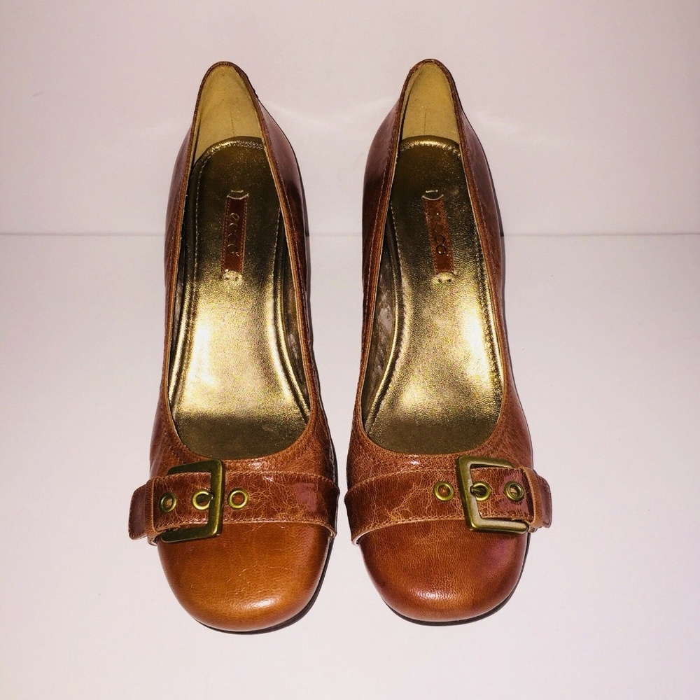 Ecco Hannah Brown Pumps Accent Buckle Heels Sz 8